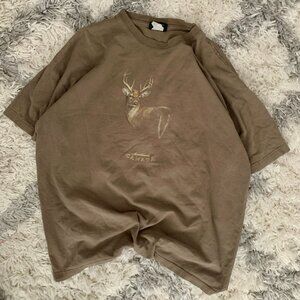 Vintage Y2K Reindeer Tee Made In Canada Marshland Tag Mens XL Brown Oudoor Camp